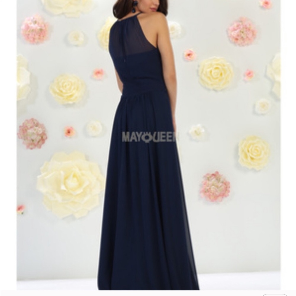 Navy blue chiffon formal dress